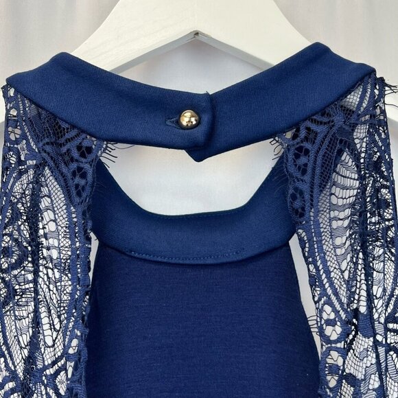 Lulus Womens A Line Dress Blue Backless Halter Sleeveless Lace Size Small New - Picture 6 of 10